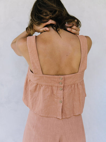 Set aus Oberteil und Hose mit eckigem Ausschnitt und breiten Trägern