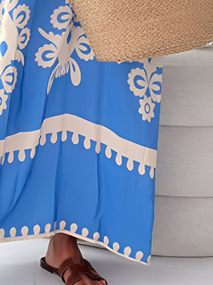 Bedrucktes ärmelloses Maxikleid mit Spaghettiträgern