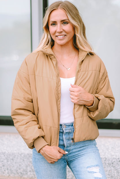 Mantel mit Reißverschluss und Kragen und Taschen