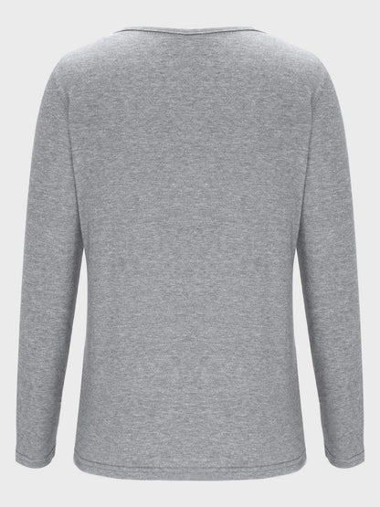 Crisscross V-Neck Long Sleeve T-Shirt