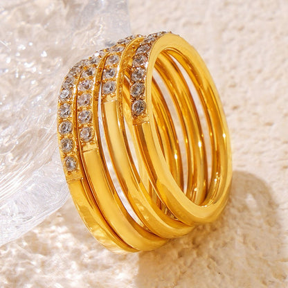 Titanstahlring mit eingelegtem Zirkon