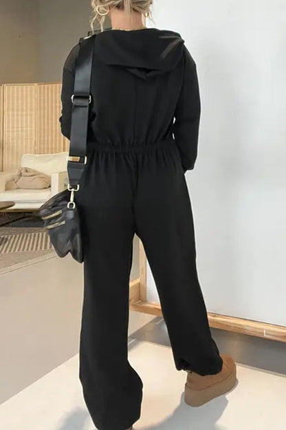 Jumpsuit mit langen Ärmeln und Kordelzug in voller Größe