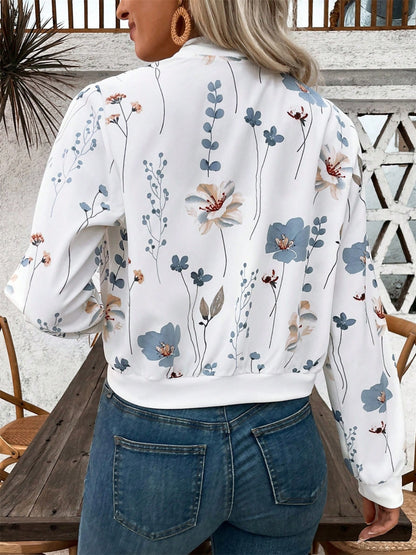 Bedruckte Jacke mit Reißverschluss und langen Ärmeln