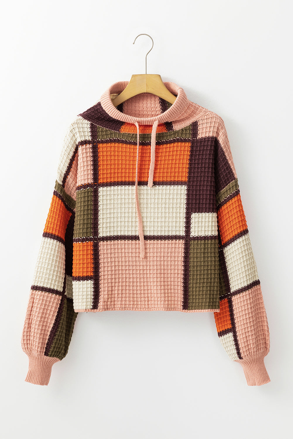 Pullover mit Stehkragen und Farbblockdesign im Kordelzugdesign