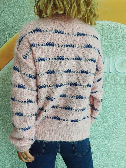 Gestreifter Pullover mit Rundhalsausschnitt und langen Ärmeln