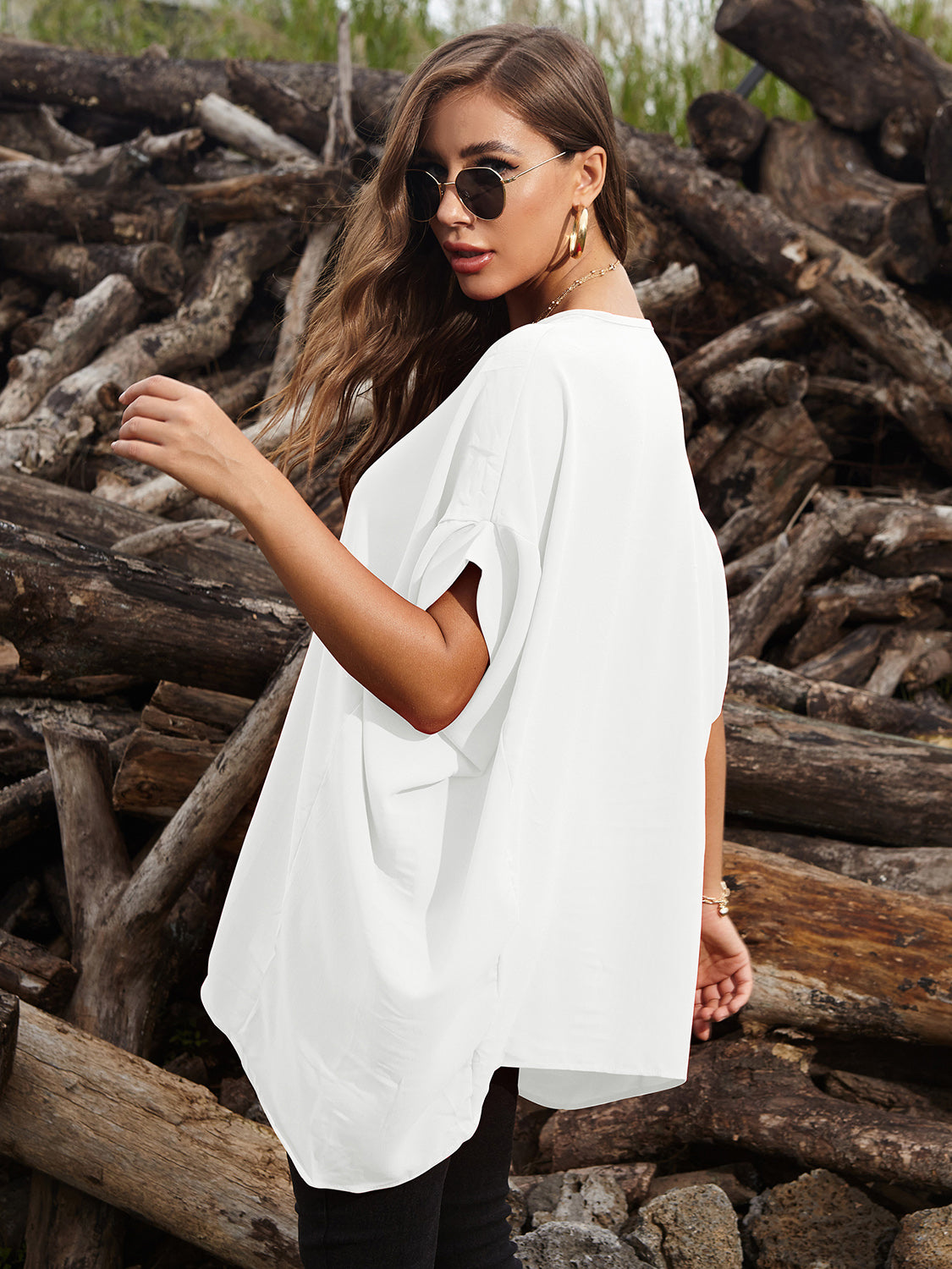 Perfee T-Shirt mit Rundhalsausschnitt und kurzen Ärmeln