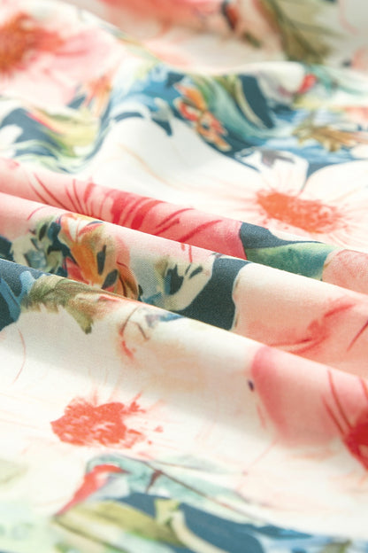 Bluse mit Flügelärmeln, Rüschen und Print