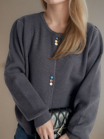 Langärmliger Cardigan mit Knopfleiste und Taschen