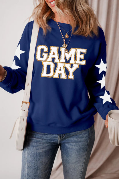 GAME DAY Star Rundhals-Langarm-Sweatshirt