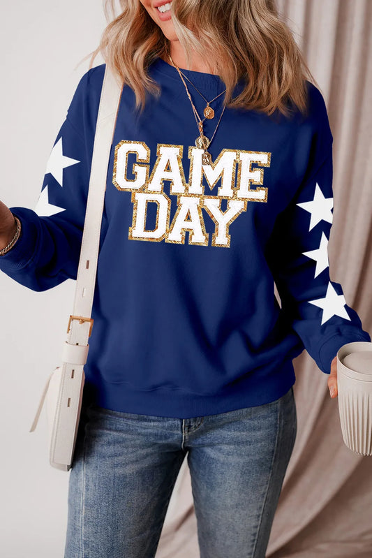 GAME DAY Star Rundhals-Langarm-Sweatshirt