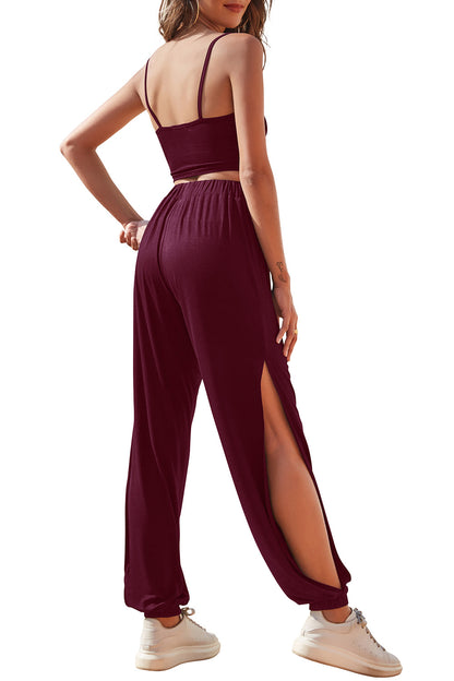Set aus verkürztem Camisole und Jogginghose mit seitlichem Schlitz