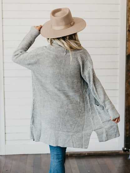 High-Low Open Front Cardigan with Pockets