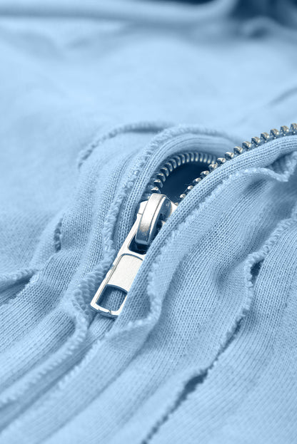 Kapuzenpullover mit Reißverschluss und Kordelzug und sichtbaren Nähten