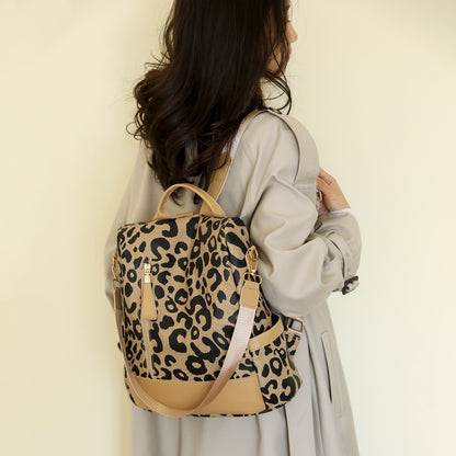 Rucksack aus PU-Leder mit Leopardenmuster