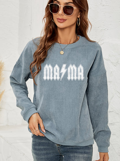 MAMA – Sweatshirt mit überschnittener Schulter und Grafik