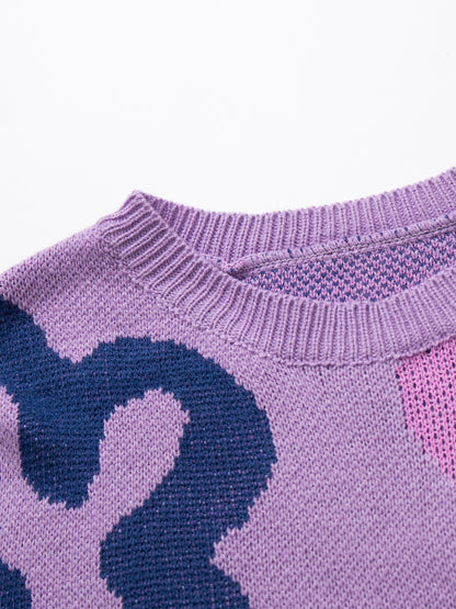 Pullover mit Rundhalsausschnitt und langen Ärmeln mit Blumenmuster