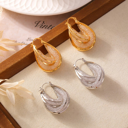 Kupfer-Glasstein-U-förmige Ohrringe