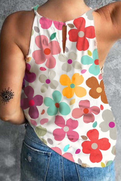 Tanktop mit Rundhalsausschnitt und Blumen-Print