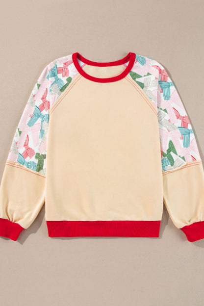 Bedrucktes Langarm-Sweatshirt mit Rundhalsausschnitt