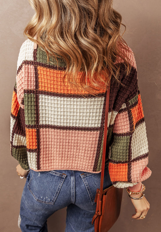 Pullover mit Stehkragen und Farbblockdesign im Kordelzugdesign