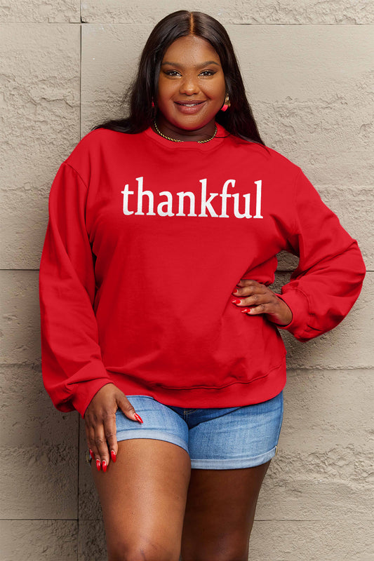 Simply Love – Sweatshirt mit THANKFUL-Grafik in voller Größe