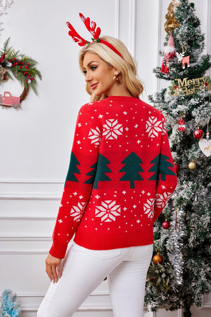 Langarmpullover mit Rundhalsausschnitt und Weihnachtsbaum