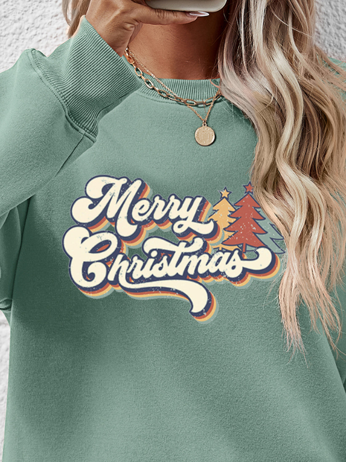 Sweatshirt mit Rundhalsausschnitt und Weihnachtsbuchstabengrafik
