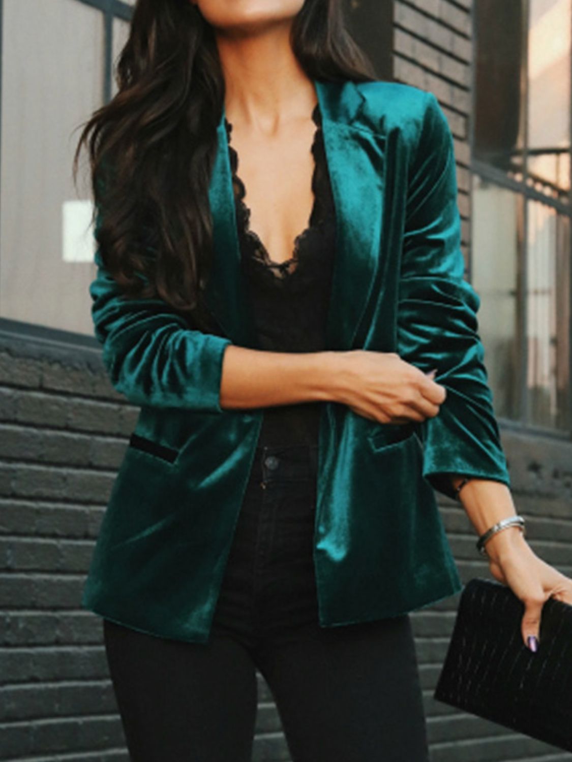 Blazer mit Knopfleiste und Reverskragen