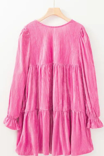 Minikleid mit Rundhalsausschnitt und Volantärmeln