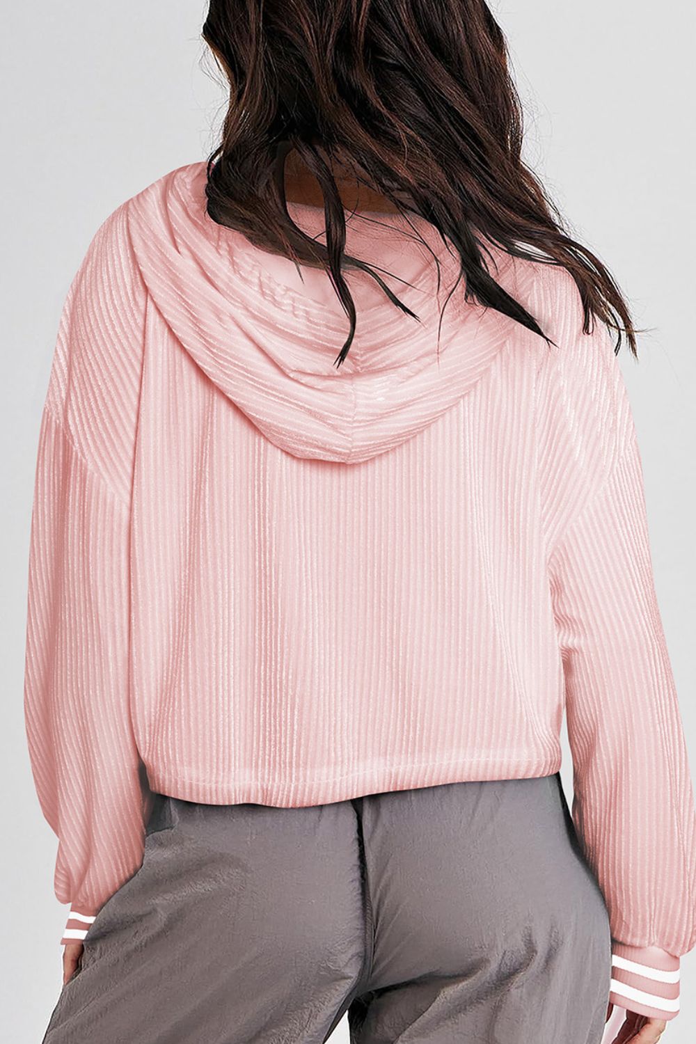 Kapuzenpullover mit überschnittener Schulter und Kordelzug