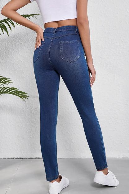 High Waist Skinny Jeans mit Taschen