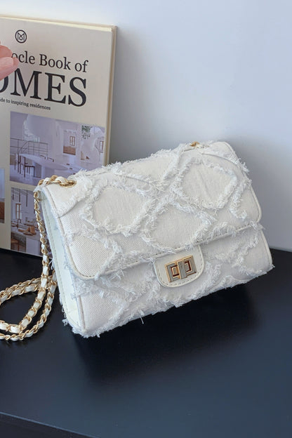 Umhängetasche aus Denim mit ungesäumtem Saum