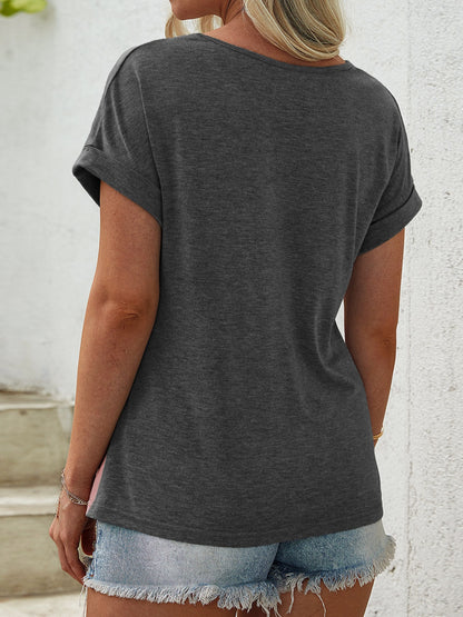 T-Shirt mit Rundhalsausschnitt und kurzen Ärmeln und Leopardenmuster