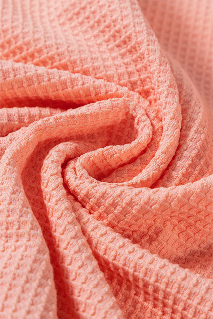 Langärmliges Top mit Rundhalsausschnitt und Waffelstrick