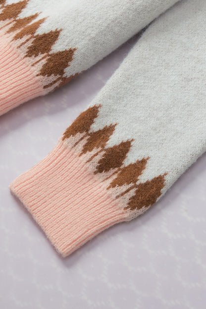 Pullover mit Rundhalsausschnitt und langen Ärmeln in geometrischem Kontrast