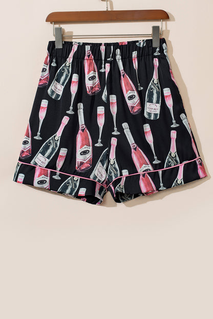 Set aus kurzärmligem Oberteil und Shorts mit Champagner-Print