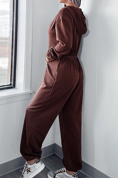 Jumpsuit mit langen Ärmeln und Kordelzug in voller Größe