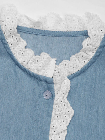 Perfee – Langärmliges Button-Down-Hemd mit Spitzendetail