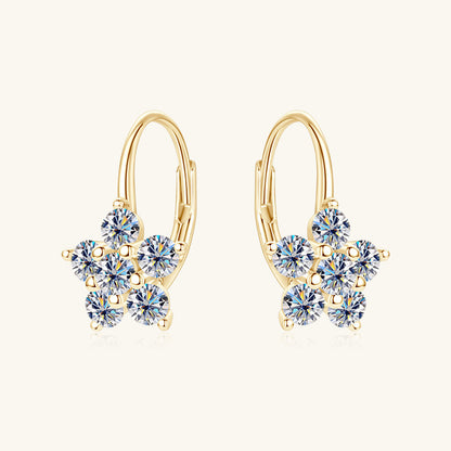 1.2 Carat 925 Sterling Silver Moissanite Flower Huggie Earrings