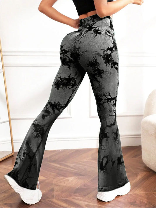 Aktive Leggings mit hoher Taille und Batikmuster