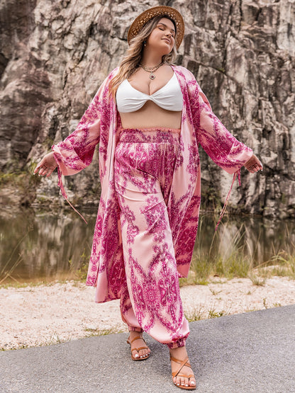 Set aus Cardigan und Hose mit offener Vorderseite in Übergröße