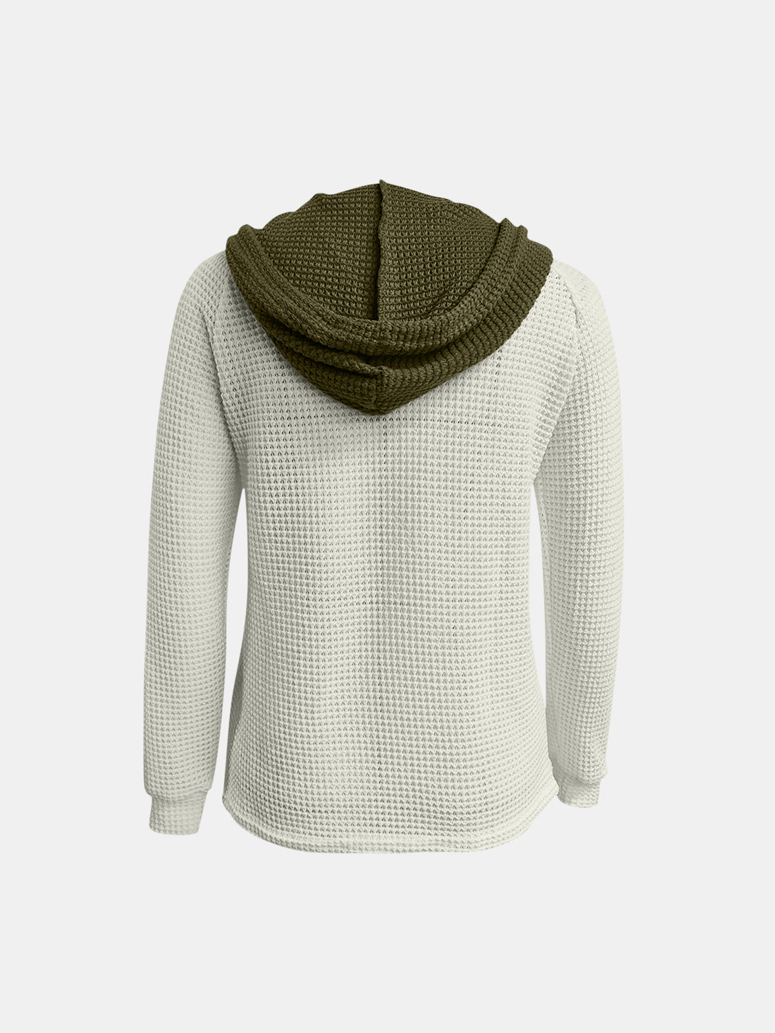 Kapuzenpullover mit langen Ärmeln und Waffelstrick in voller Größe und Kontrast