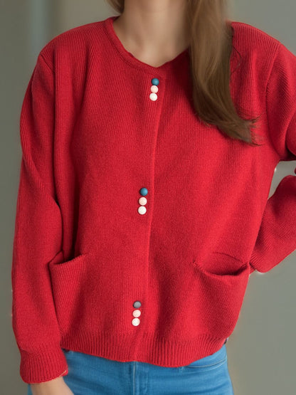 Langärmliger Cardigan mit Knopfleiste und Taschen