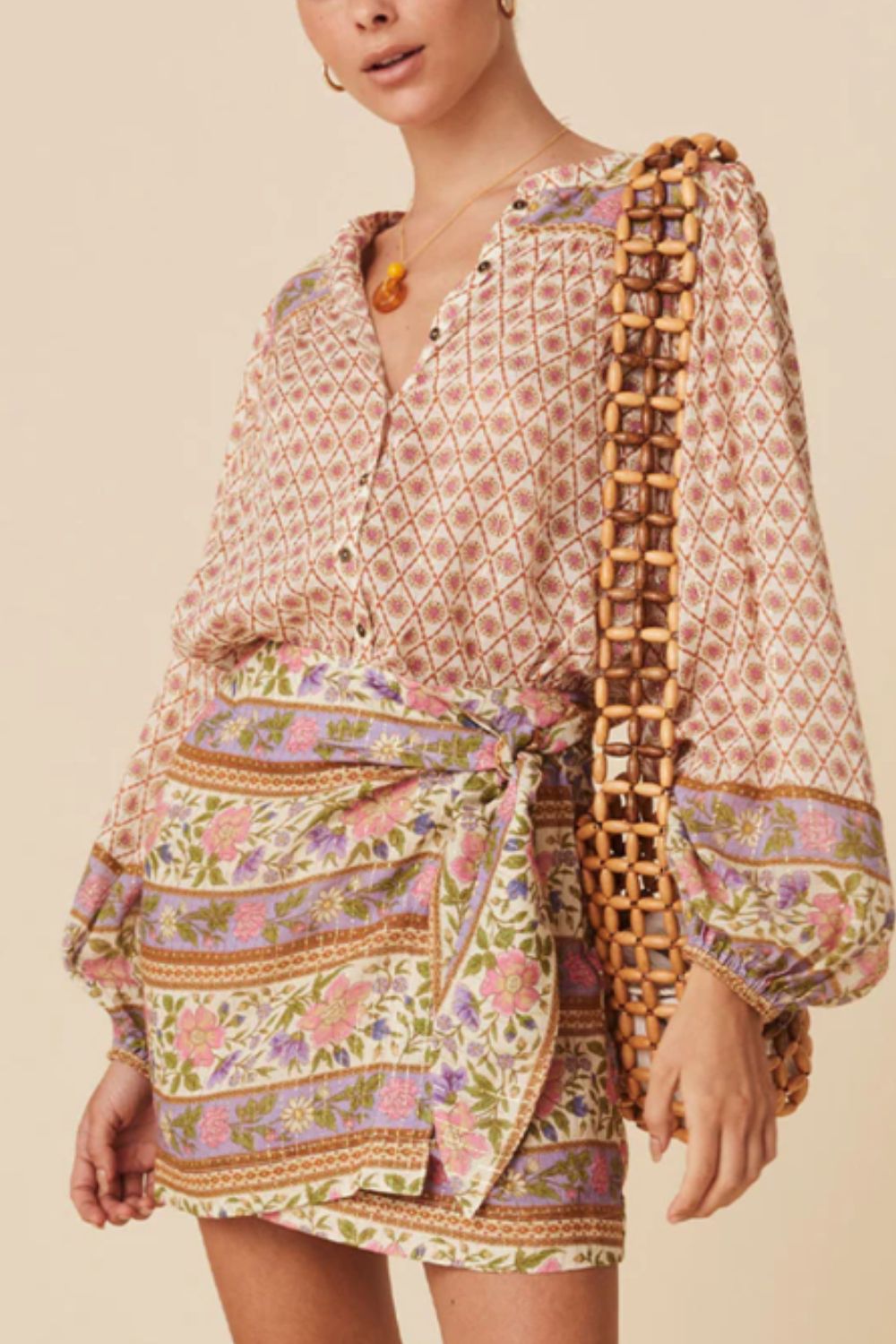 Bedrucktes Button-Down-Langarmhemd