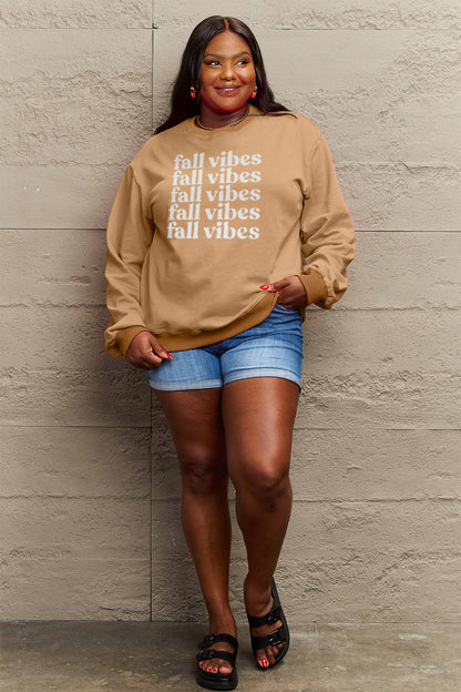 Simply Love – FALL VIBES – Grafik-Sweatshirt in voller Größe