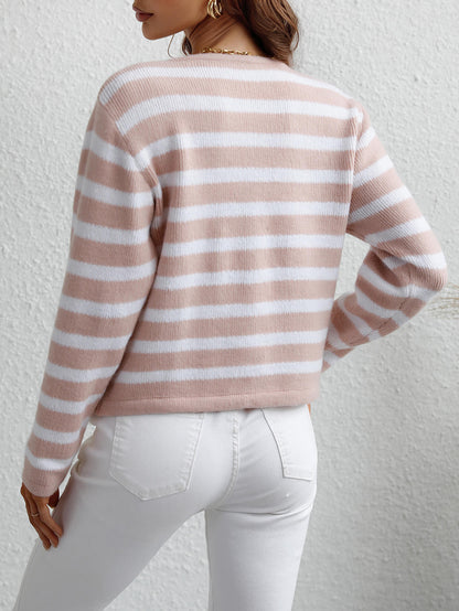 Gewebter Cardigan mit Streifen und Knopfleiste vorne