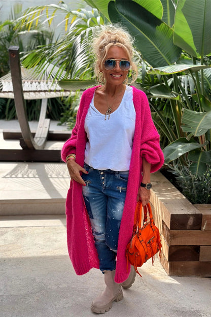 Cardigan mit Buchstaben-Print und überschnittener Schulter