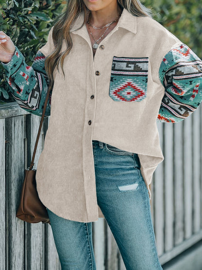 Perfee – Hemdjacke mit Taschen und geometrischem Kragen