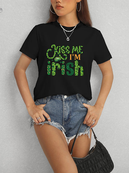 KISS ME I'M IRISH T-Shirt mit Rundhalsausschnitt