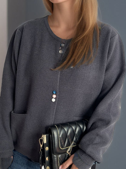 Langärmliger Cardigan mit Knopfleiste und Taschen